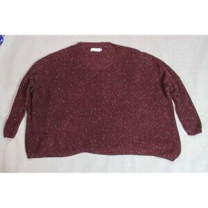Carly Jean Sweater Womens Size S/M Burgundy Chunky Knit Oversized Boho Chic Cozy